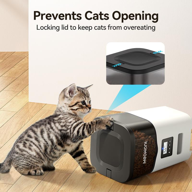 Meowant 3-5L Automatic Cat Feeder with Voice Recorder & Timed Feeding for 1-4 Meals per Day Dry Food Dispenser for Busy Pet Owners